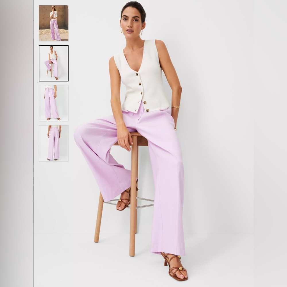 The single pleated wide leg pant in linen blend from Ann Taylor, size 12